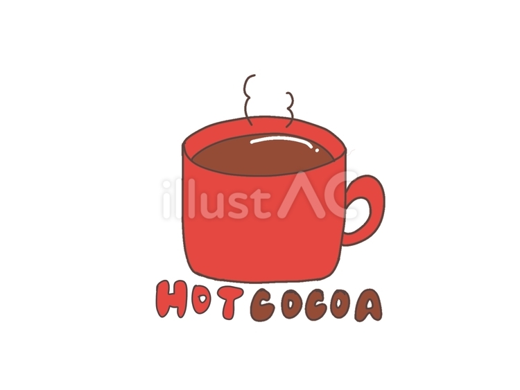 HOTCOCOA ホットココア,飲み物,手描きのイラスト素材