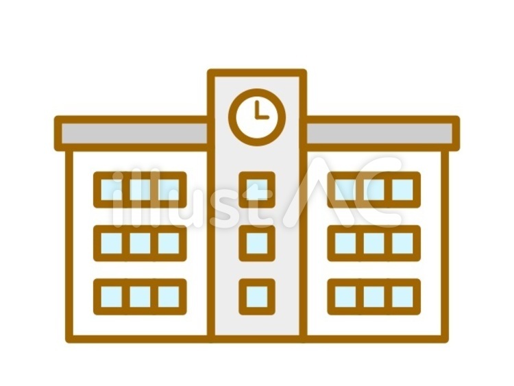 学校B　白 学校,校舎,教育のイラスト素材