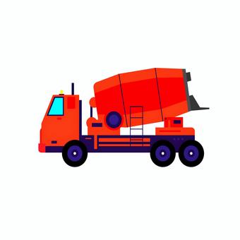 乗り物 084 ミキサー車,コンクリートミキサー,工事車両,建設機械,働く車,工事現場,トラック,イラスト,ベクター,オレンジのイラスト素材