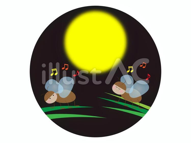すずむしさんのイラスト素材 秋,鈴虫,月のイラスト素材