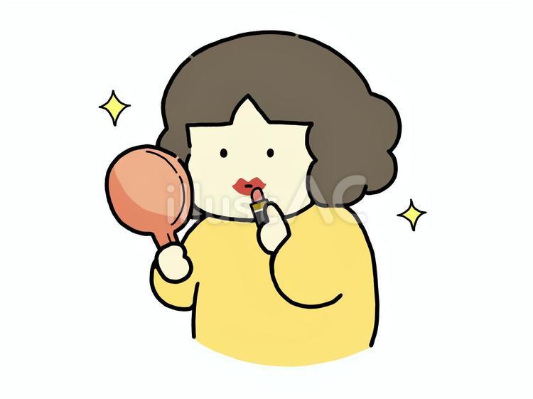 手鏡を持つ人（口紅、メイク） 手鏡,メイク,化粧のイラスト素材
