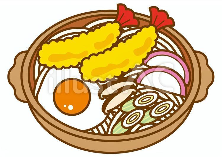 鍋焼きうどん-4c 鍋焼きうどん,麺類,和食のイラスト素材