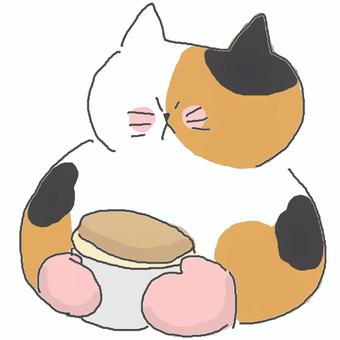 ケーキを焼く三毛猫ちゃん♪ かわいい,ケーキ,焼く,デザート,スイーツ,作る,クッキング,料理,調理,ミトンのイラスト素材