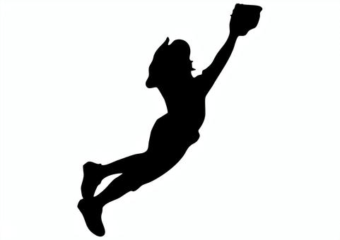 野球選手のシルエット5 野球,シルエット,ベースボール,野手,キャッチ,ダイビングキャッチ,ダイブ,捕球,外野手,内野手のイラスト素材