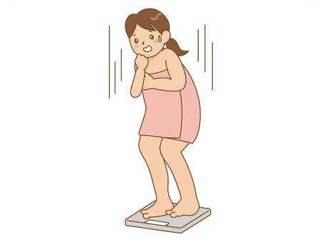 ダイエットのビフォー　体重計  ダイエット,太る,体重計,痩せたい,体重測定,ビフォー,肥満,贅肉,デブ,太いのイラスト素材