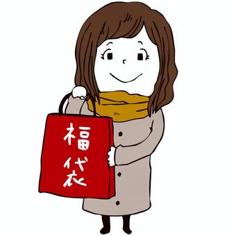 Illustration, lucky bag, shopping, lunar month, 