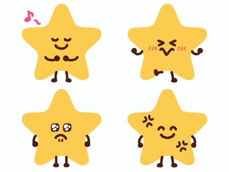 星くん03 星,キャラクター,顔,かわいい,表情,気持ち,黄色,音符,うれしい,うるうるのイラスト素材