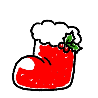 クリスマスブーツ ブーツ,手書き,クリスマス,冬,かわいいのイラスト素材