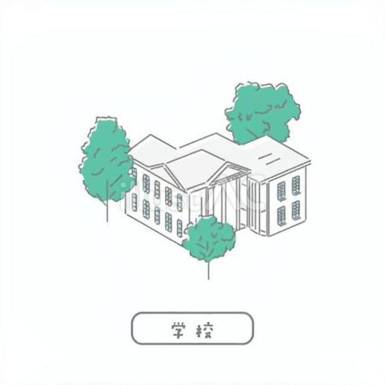 通学／先生のためのイラスト 校舎,学校,大学のイラスト素材