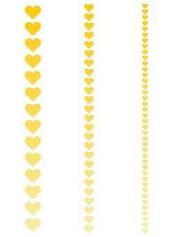 黄色グラデーションハートの縦ラインセット 飾り罫,ハート,ライン,グラデーション,黄色,縦線,ボーダー,パターン,繰り返し,連続のイラスト素材
