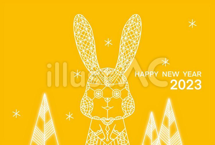 卯年年賀状　レース編み風のうさぎ 卯,卯年,年賀状のイラスト素材