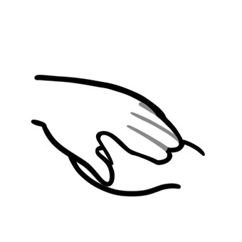 手を取り合う　手のイラスト　モノクロ 手をつなぐ,手を取る,助ける,支える,援助,手,モノクロ,白黒,イラスト,シンプルのイラスト素材