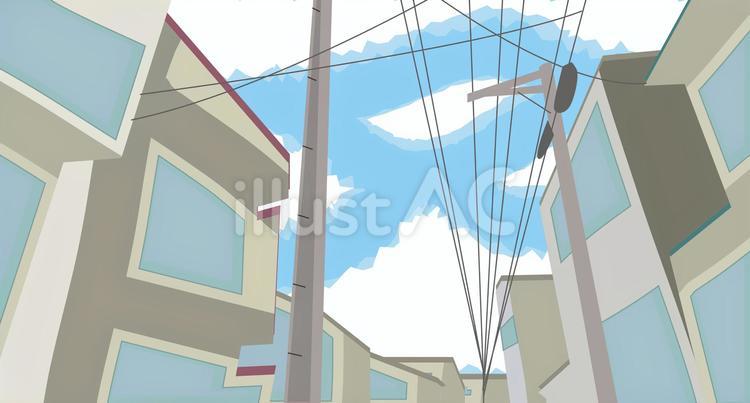 住宅地　 住宅地,屋根,見上げるのイラスト素材