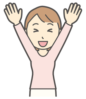  ロングヘア女性-552-バスト 挙手,女性,女の子,人物,かわいい,手,バストアップ,上半身,若い,挿絵のイラスト素材