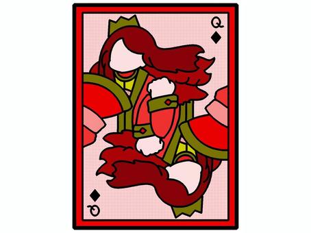 ダイヤのクイーンのトランプアイコン『赤』 クイーン,トランプ,ダイヤ,マーク,文字,アルファベット,モチーフ,カラー,カード,ゲームのイラスト素材