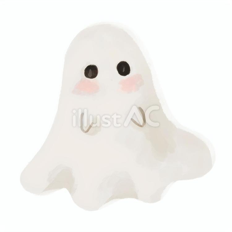 ふわふわおばけ おばけ,水彩,厚塗りのイラスト素材