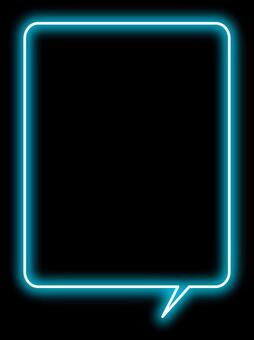 ネオン光沢の青い長方形吹き出しフレーム ネオン,吹き出し,フレーム,背景,青,水色,光,グロー,黒,サイバーのイラスト素材