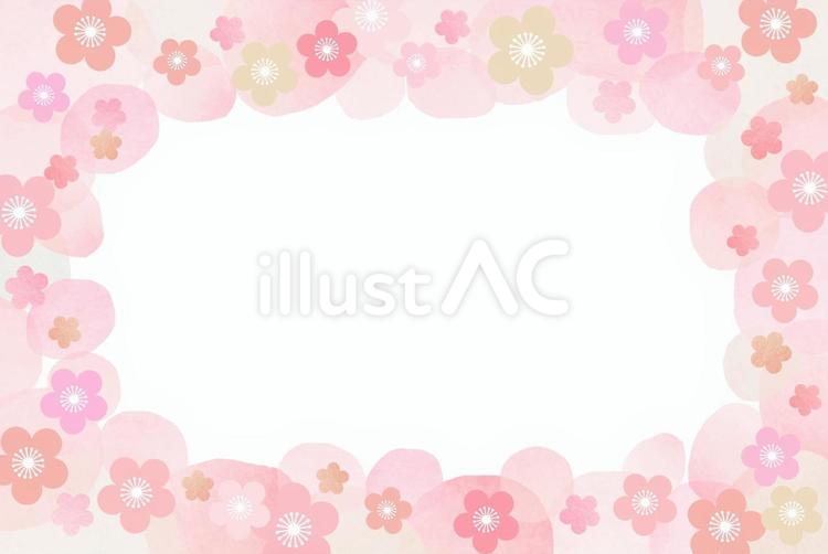 梅の花のピンクの可愛いフレーム2 梅,フレーム,花のイラスト素材