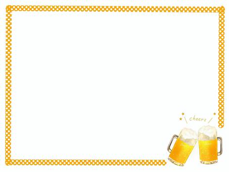 ビールcheersフレーム（水玉ライン） ビール,生ビール,乾杯,cheers,ジョッキ,ビールジョッキ,フレーム,背景,枠,壁紙のイラスト素材