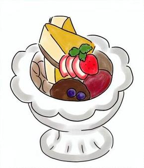 贅沢パフェ パフェ,チーズケーキ,イチゴ,チョコ,ソルベ,アイスクリーム,ブルーベリー,ラズベリーのイラスト素材