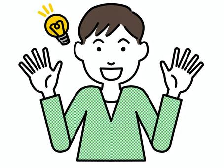 閃いた男性2(電球) 閃いた男性2(電球) ひらめき,アイデア,男性のイラスト素材