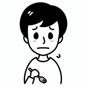 若い男性　食欲がない　白黒 病気,男性,白黒,食欲,不振,食べられない,症状,味覚異常,若い,20代のイラスト素材