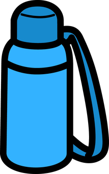 青の水筒です。 水筒,シンプル,マイボトル,タンブラー,魔法瓶,飲料,容器,携帯,ドリンク,蓋付きのイラスト素材