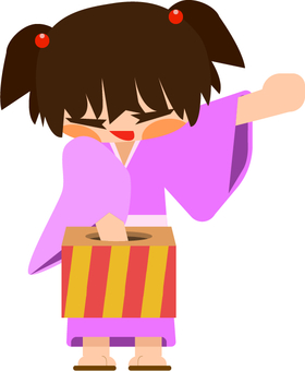 女の子_くじ引き くじ引き,屋台,縁日,祭り,夏,女の子,女性,浴衣,子ども,キッズのイラスト素材