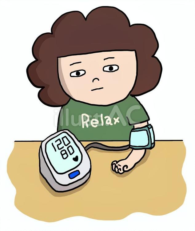 血圧を測る女性 上腕式,測定,データのイラスト素材