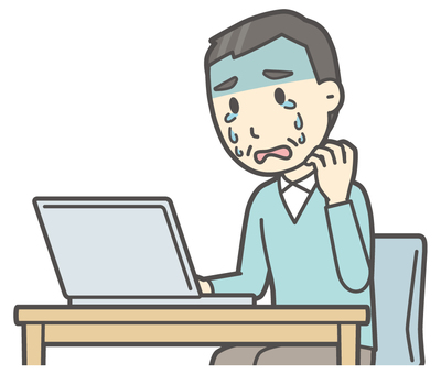  ニット中年男性-168-バスト パソコン,泣く,おじさん,男性,中年,お父さん,パパ,シニア,ミドルエイジ,人物のイラスト素材