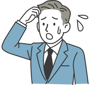困って焦るビジネスマン 人物,男性,会社員,悩む,困る,困った,不安,心配,ストレス,迷うのイラスト素材