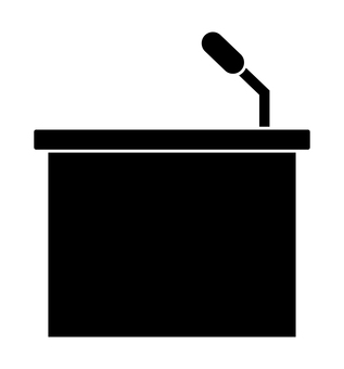 スピーチマイクとテーブル 会見,演説,演説台,テーブル,マイク,スピーチ,アイコン,物,シルエット,黒のイラスト素材