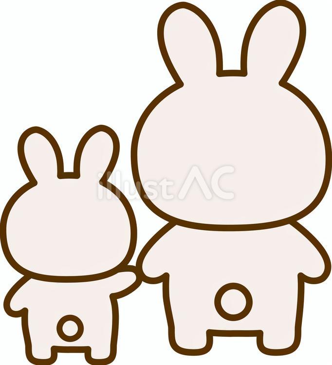 お月見・ウサギの親子の後ろ姿 うさぎ,お月見,月見のイラスト素材