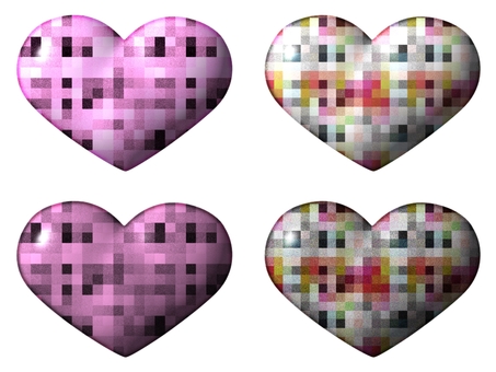 モザイク模様のハートのアイコン モザイク,ハート,アイコン,ボタン,ポストカード,柄,パターン,ザラザラ,ノイズのイラスト素材
