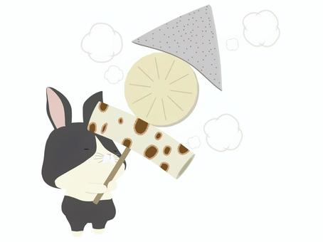 おでん_兎 おでん,うさぎ,ダッチ,動物,かわいい,こんにゃく,大根,ちくわ,瞑るのイラスト素材