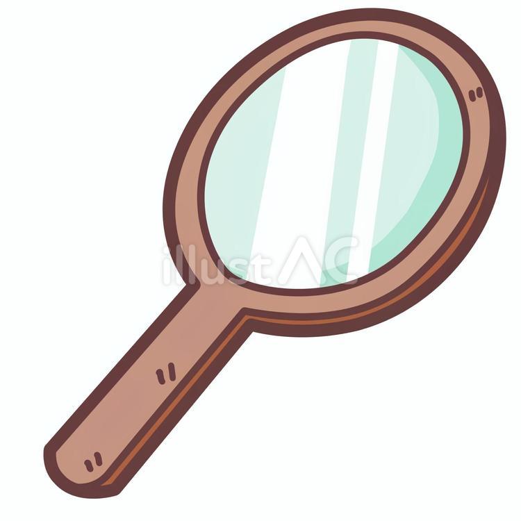 手鏡のかわいいデフォルメイラスト 鏡,手鏡,鏡面のイラスト素材