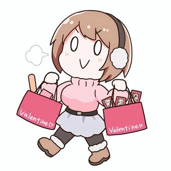 バレンタイン準備！ 女の子,バレンタイン,買い物,かわいい,デフォルメ,アニメ,漫画のイラスト素材