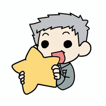 星を持つおじいさん おじいさん,星,持つ,お気に入り,クッション,希望,星型,上半身,所有,おじさんのイラスト素材
