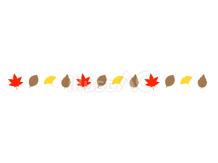 紅葉とイチョウと枯れ葉のライン 紅葉,葉っぱ,枯れ葉のイラスト素材