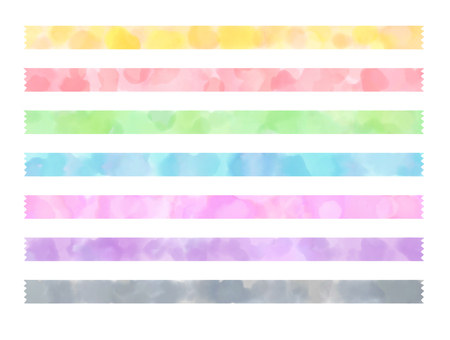 水彩タッチのマスキングテープ素材 マスキングテープ,マステ,文具,パステルカラー,模様,柄,リボン,ギザギザ,かわいい,ジグザグのイラスト素材