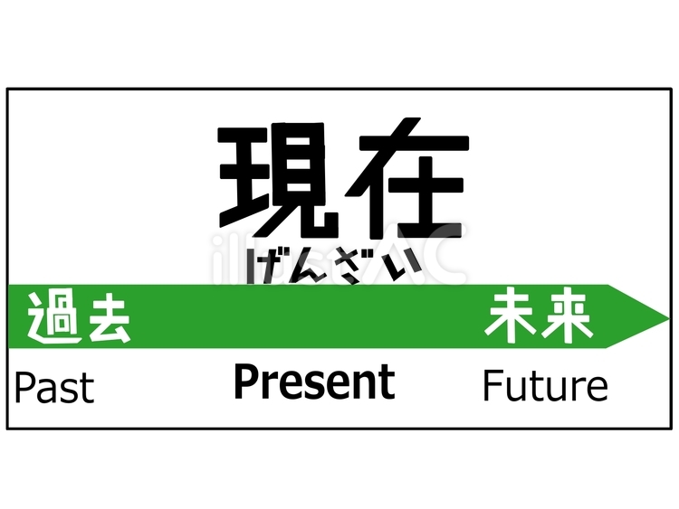 駅名標（現在） 現在,過去,未来のイラスト素材