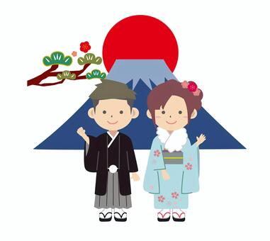 成人式 成人式,成人,袴,着物,和服,男性,振袖,女性,行事,人物のイラスト素材