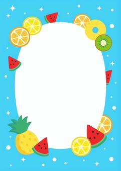 夏のフルーツのフレーム02 夏,スイカ,背景,フレーム,すいか,7月,8月,おしゃれ,手描き,デザインのイラスト素材