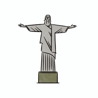 リオのキリスト像 リオ,キリスト像,ブラジル,世界遺産,文化遺産,手書きのイラスト素材