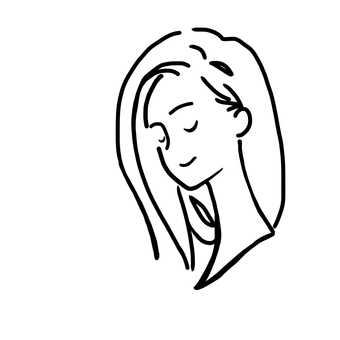 線画の目を閉じるシンプル人 女性,瞑る,閉じる,妄想,瞑想,リラックス,考える,微笑む,思い出す,顔のイラスト素材