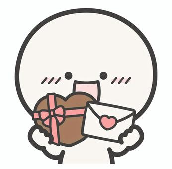 バレンタインのチョコとラブレターと人物 バレンタイン,チョコレート,人物,棒人間,ラブレター,2月,冬,2月14日,シンプル,かわいいのイラスト素材