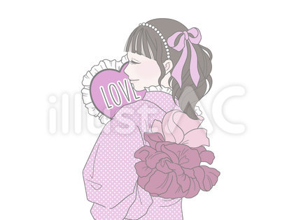 推し活 浴衣の女の子 ピンク