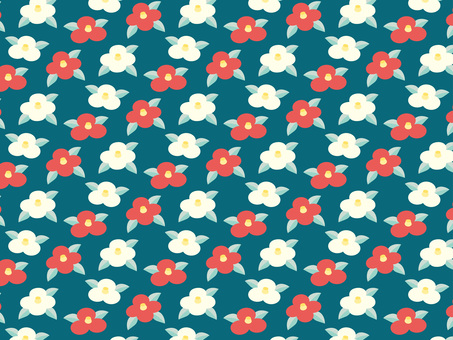 椿パターン/葉色パステル/緑 椿,花,背景のイラスト素材