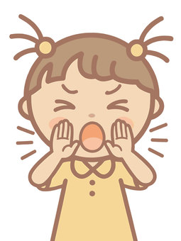 人物素材146＿大声で叫ぶ女の子 女の子,かわいい,人物,上半身,応援,叫ぶ,大声,掛け声,エール,呼ぶのイラスト素材