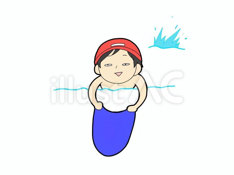 水泳している男の子 男の子,小学生,プールのイラスト素材